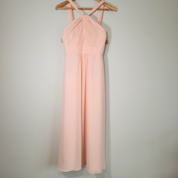 Azazie Dresses Azazie Blush Pink Bridesmaid Chiffon Halter Formal